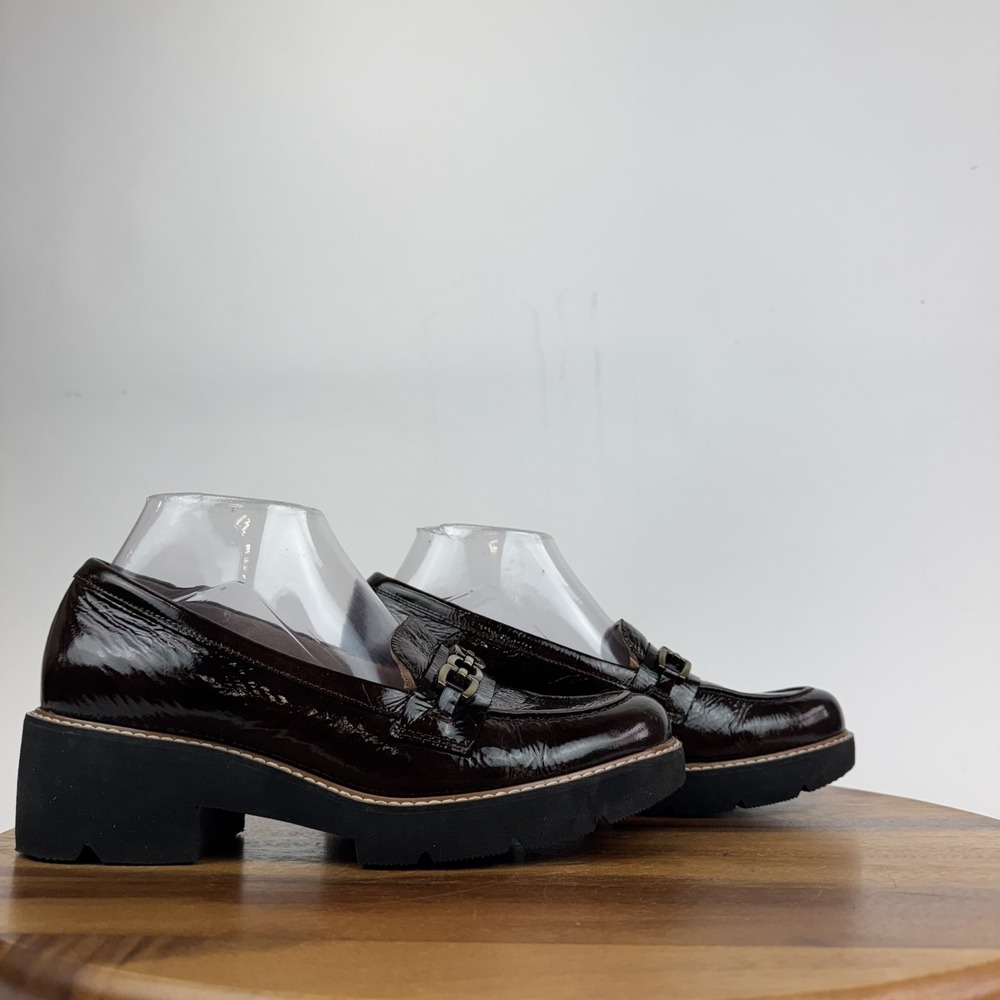 Womens Naturalizer Diedre Maroon Patent Leather Chain Bit Platform Loafer Sz 8 W